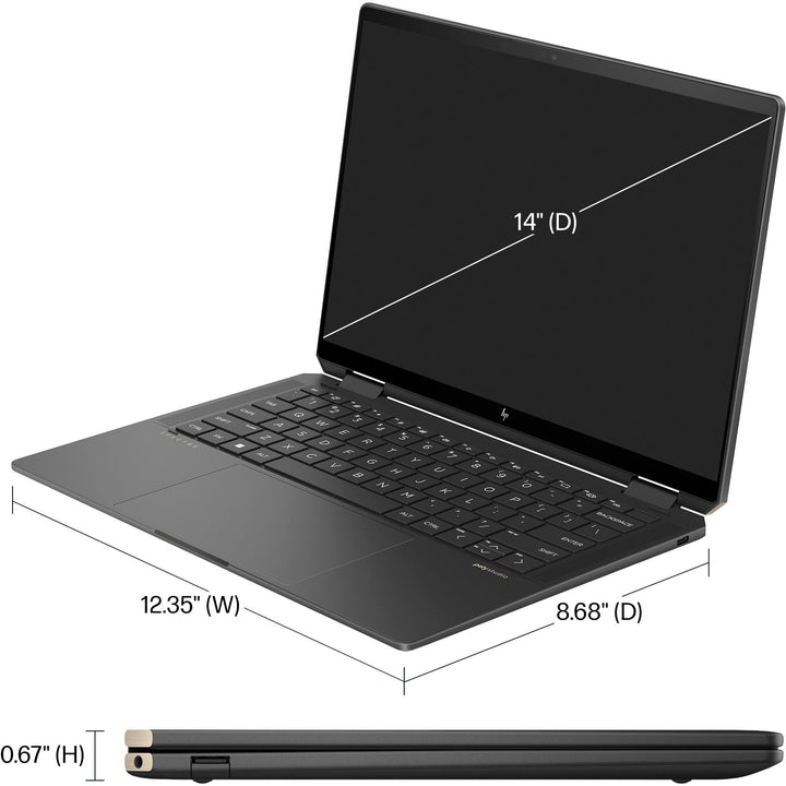 HP - Spectre 2-in-1 14" 2.8K OLED Touch-Screen Laptop - Intel Core Ultra 7 - 32GB LPDDR5x Memory - 2TB SSD - Nightfall Black_8