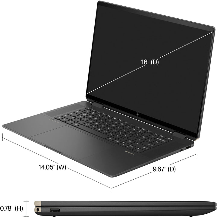 HP - Spectre 2-in-1 16" WQXGA Touch-Screen Laptop - Intel Core Ultra 7 - 16GB LPDDR5x Memory - 1TB SSD - Nightfall Black_9