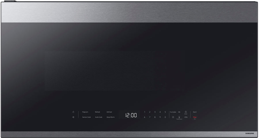 Samsung - Bespoke 2.1 Cu. Ft. Over-the-Range Microwave with Sensor Cooking and Edge to Edge Glass Display - Stainless Steel_0