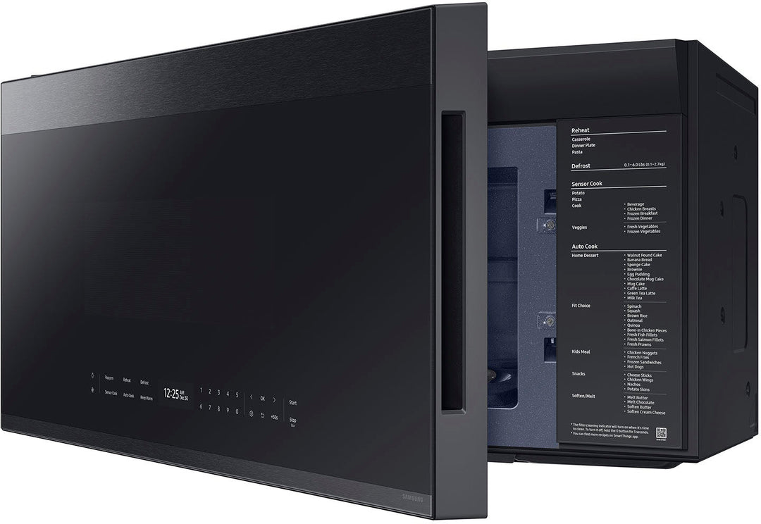 Samsung - Bespoke 2.1 Cu. Ft. Over-the-Range Microwave with Sensor Cooking and Auto Dimming Glass Touch Controls - Matte Black Steel_2
