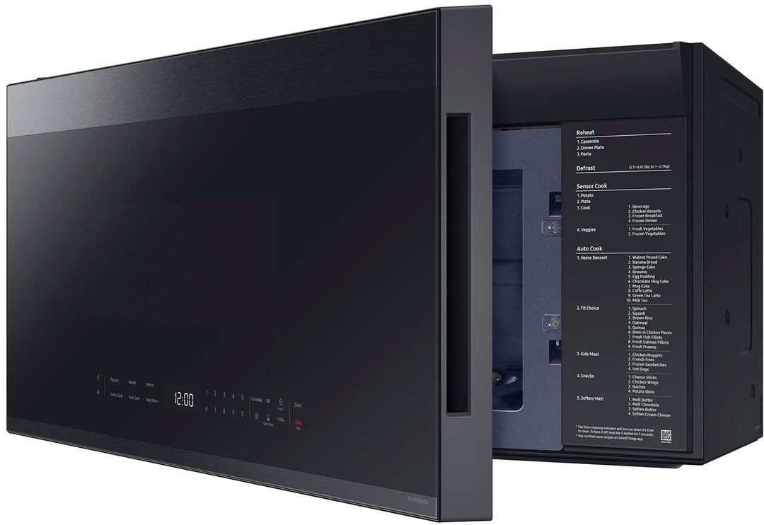 Samsung - Bespoke 2.1 Cu. Ft. Over-the-Range Microwave with Sensor Cooking and Edge to Edge Glass Display - Matte Black Steel_3