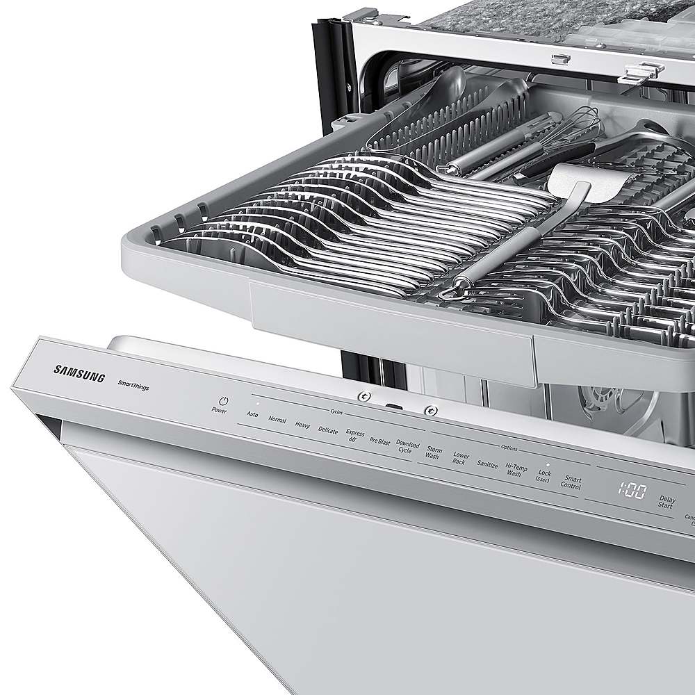 Samsung - BESPOKE 24” Top Control Smart Built-In Dishwasher with 3rd Rack, StormWash, 46 dBA - Bespoke White Glass_3