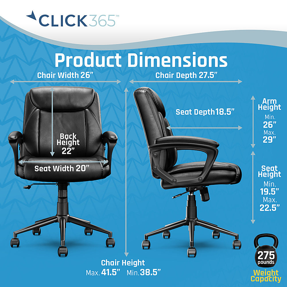 Click365 - Transform 1.0 Bonded Leather Desk Office Chair - Black_1