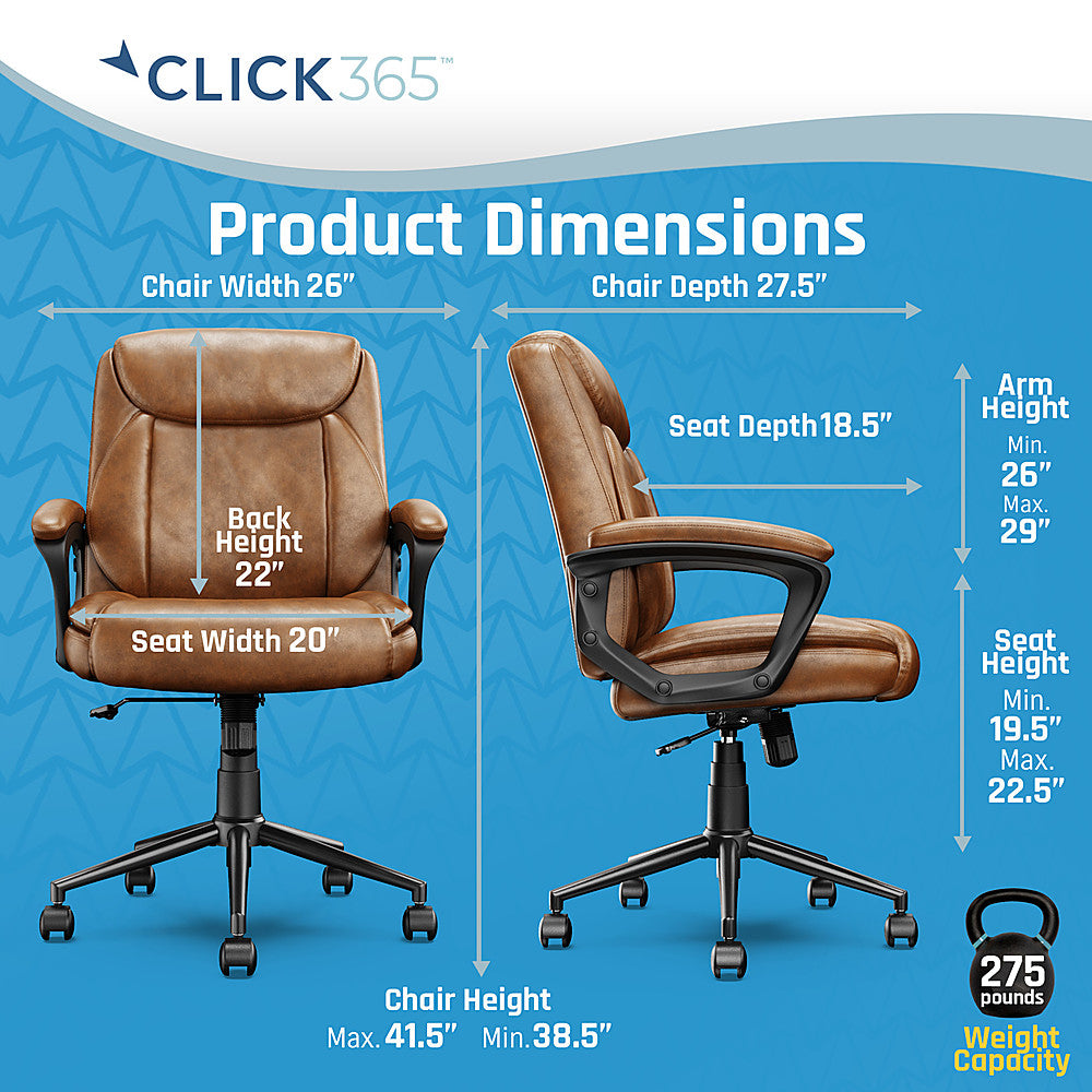 Click365 - Transform 1.0 Bonded Leather Desk Office Chair - Cognac_1
