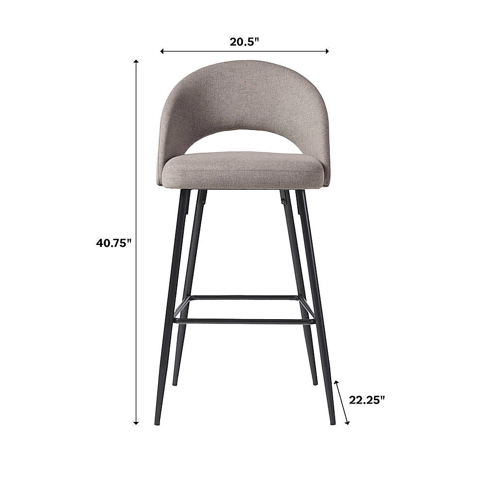 Walker Edison - 2-Piece Modern Upholstered Barstool Set - Charcoal_4