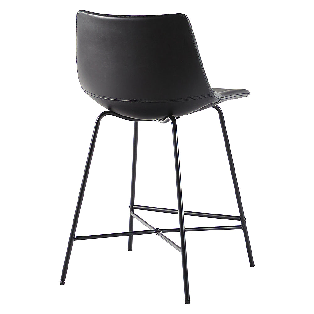 Walker Edison - Upholstered Counter Stool with Metal X Base (2-Piece set) - Black_6