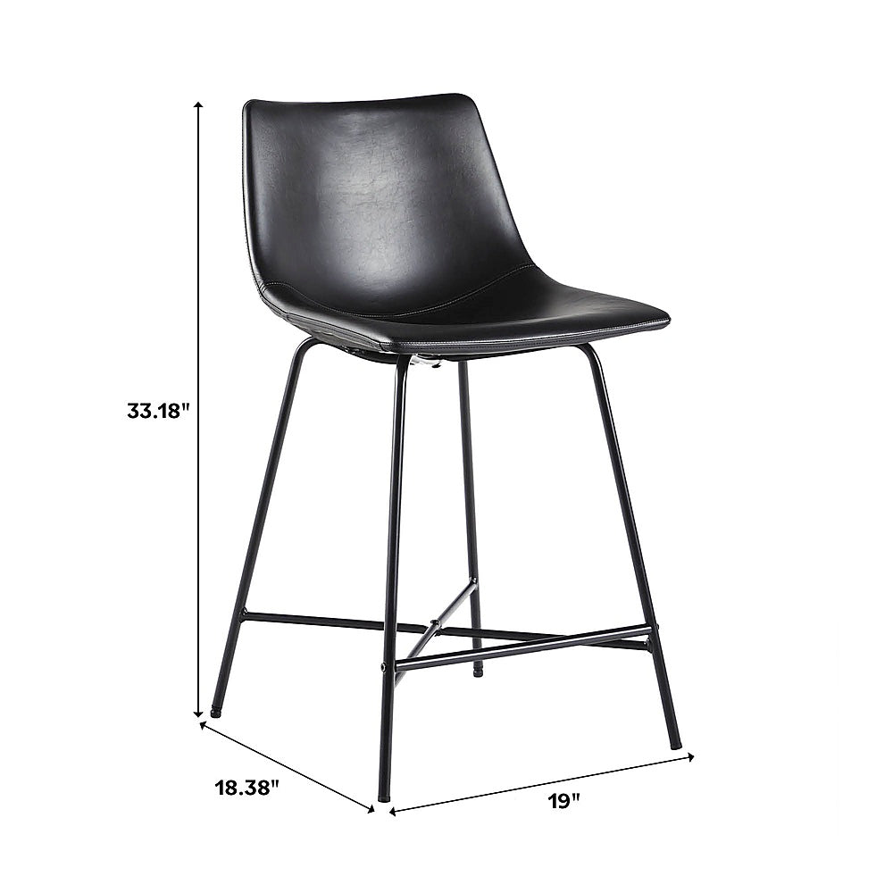 Walker Edison - Upholstered Counter Stool with Metal X Base (2-Piece set) - Black_5