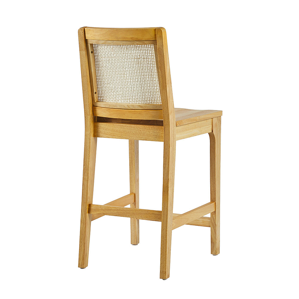 Walker Edison - Boho Solid Wood Counter Stool with Rattan Back Inset (2-Piece Set) - Natural_5