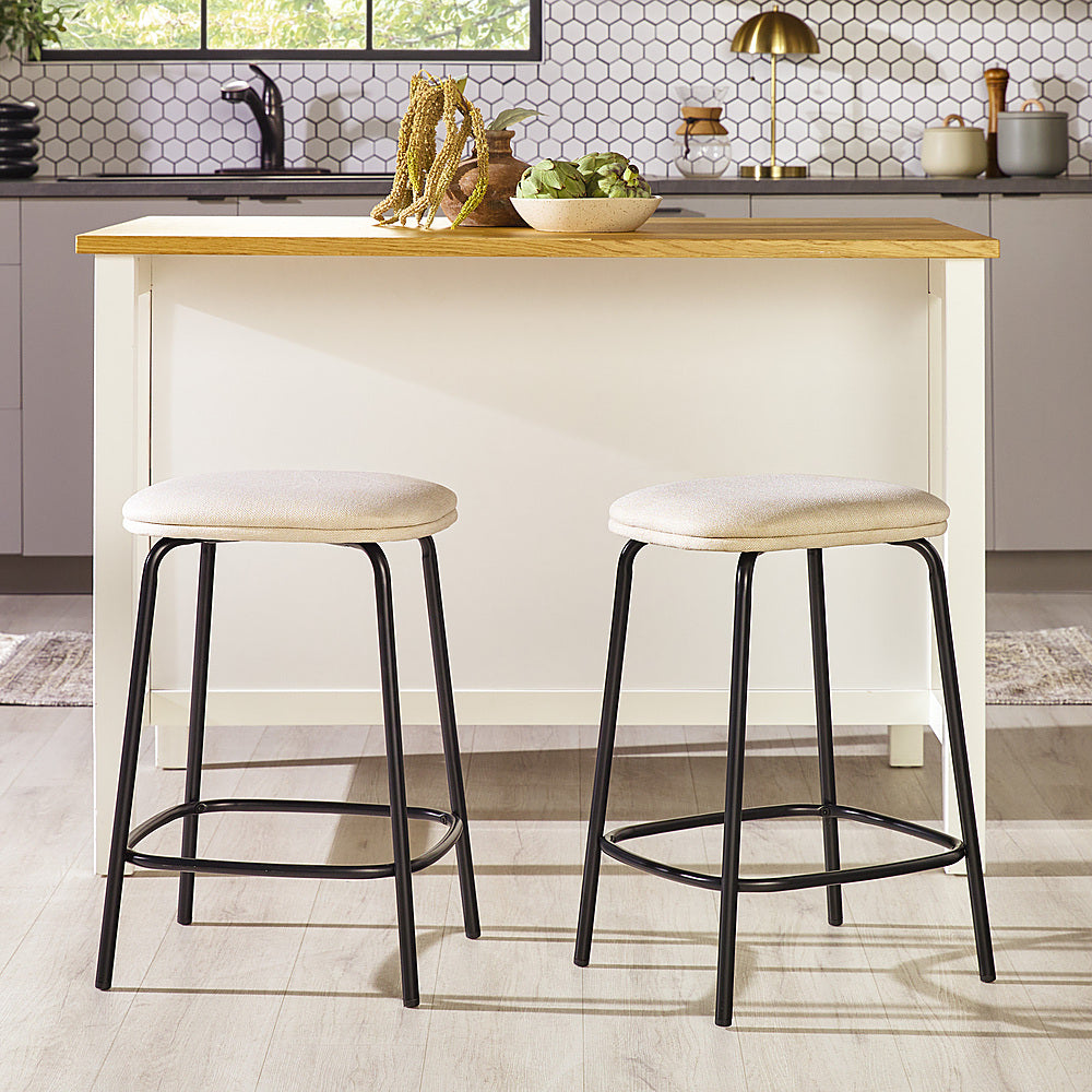 Walker Edison - Transitional Counter Stool With Upholstered Seat (2-Piece set) - Ivory_10