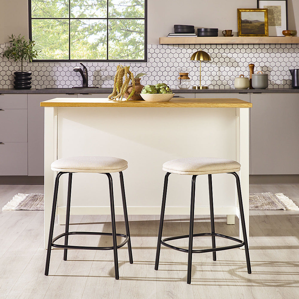 Walker Edison - Transitional Counter Stool With Upholstered Seat (2-Piece set) - Ivory_5