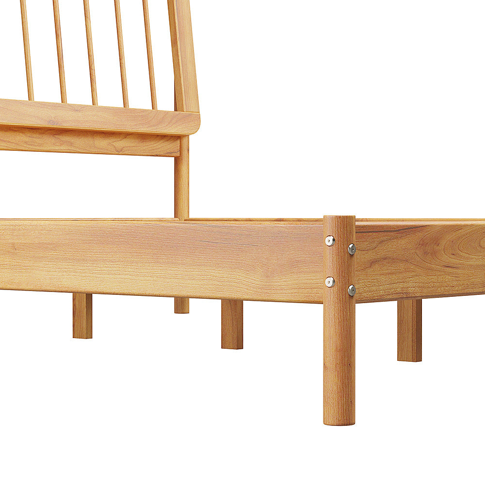 Walker Edison - Mid-Century Modern Slatted Solid Wood King Bedframe - Natural Pine_7
