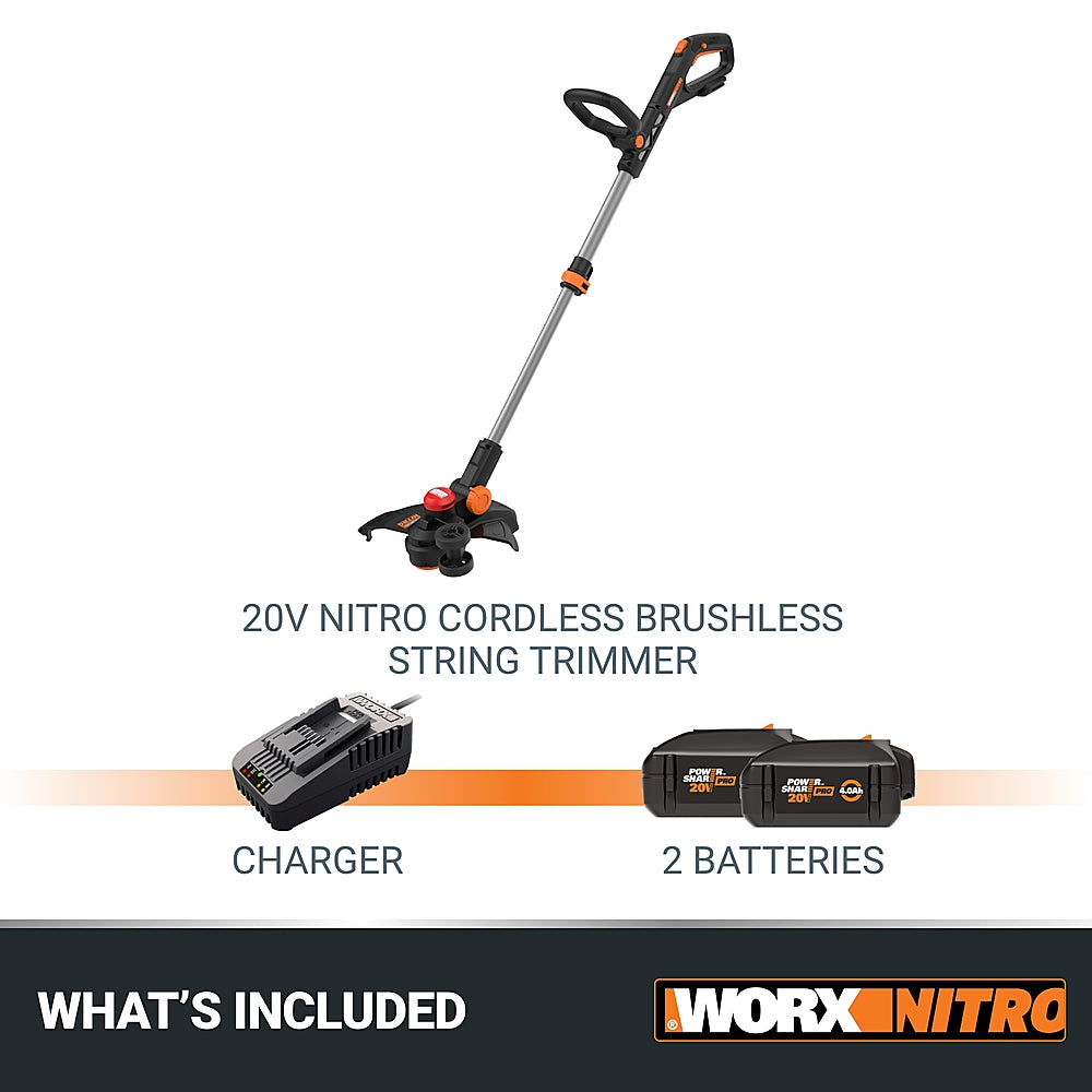 Worx Nitro WG173 20V 13'' Cordless String Trimmer (Battery & Charger Included) - Black_1