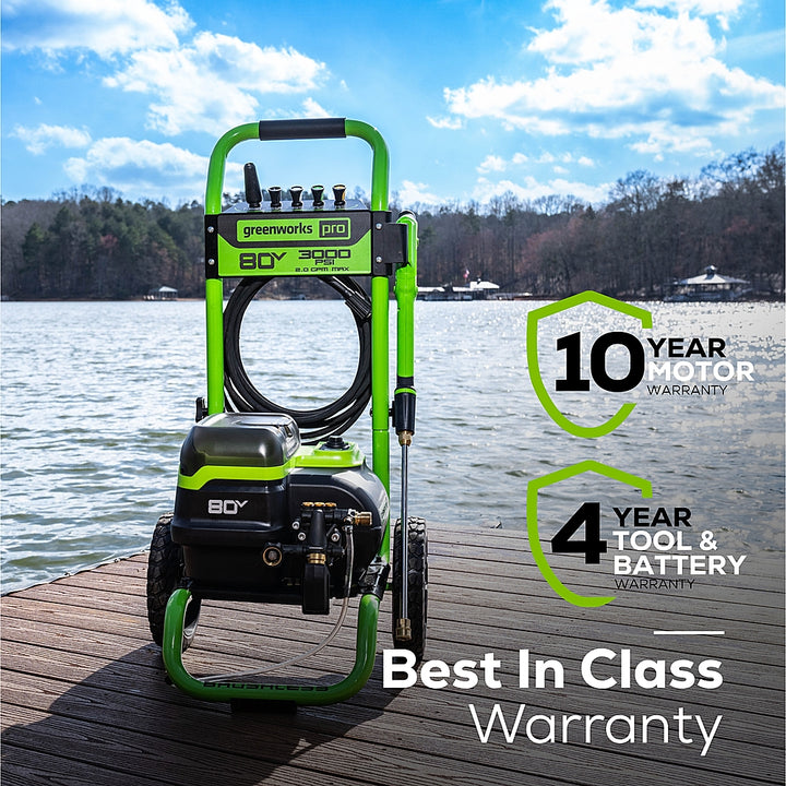 Greenworks 80V 3000 PSI Pressure Washer with Two (2) 4.0Ah Batteries & Dual-Port Rapid Charger - Black_6