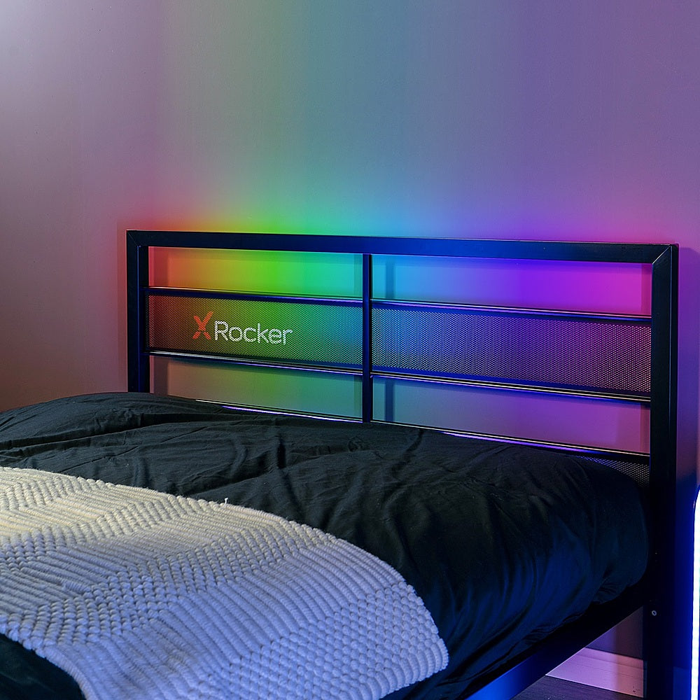 X Rocker - Basecamp Full Size Gaming Bed with LED Lights, Under-Bed Storage and TV Mount - Black_3