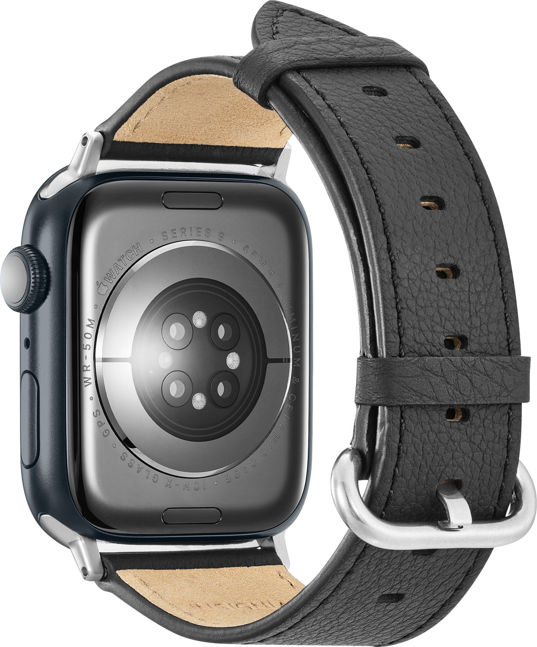 Insignia™ - Leather Band for Apple Watch 42mm, 44mm, 45mm, SE, Ultra 49mm and Ultra 2 49mm - Black_2