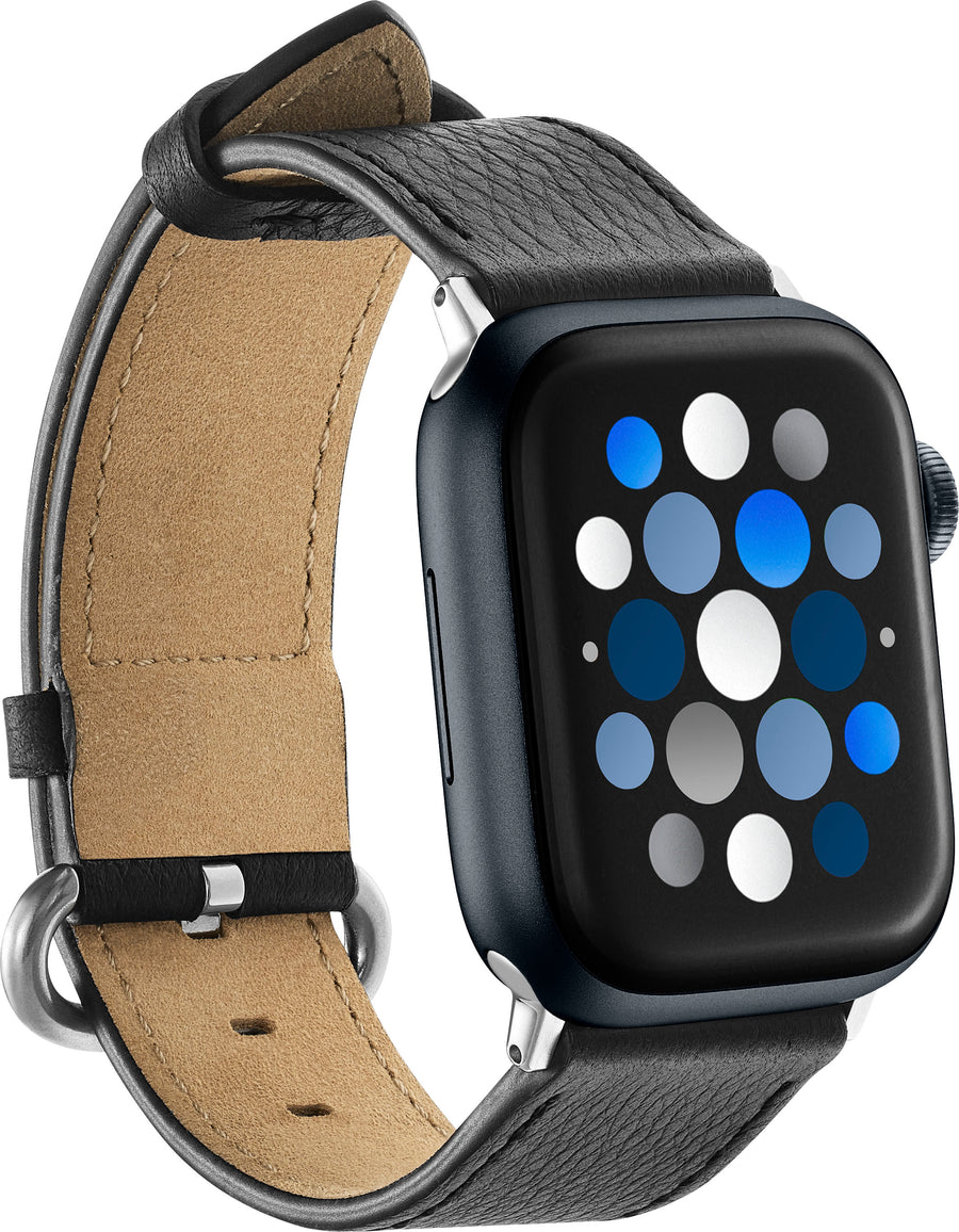 Insignia™ - Leather Band for Apple Watch 38mm, 40mm, 41mm and SE - Black_0