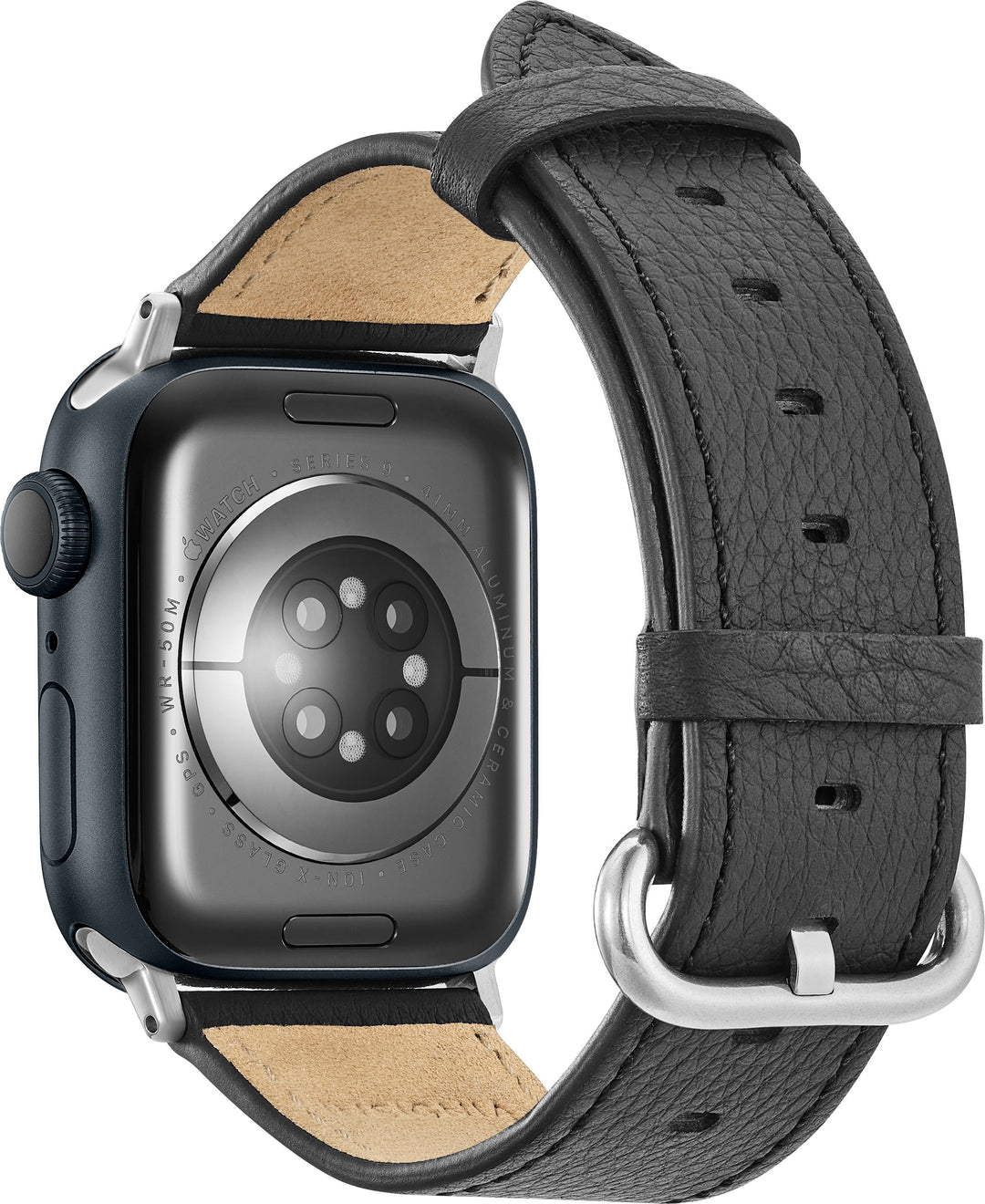 Insignia™ - Leather Band for Apple Watch 38mm, 40mm, 41mm and SE - Black_2
