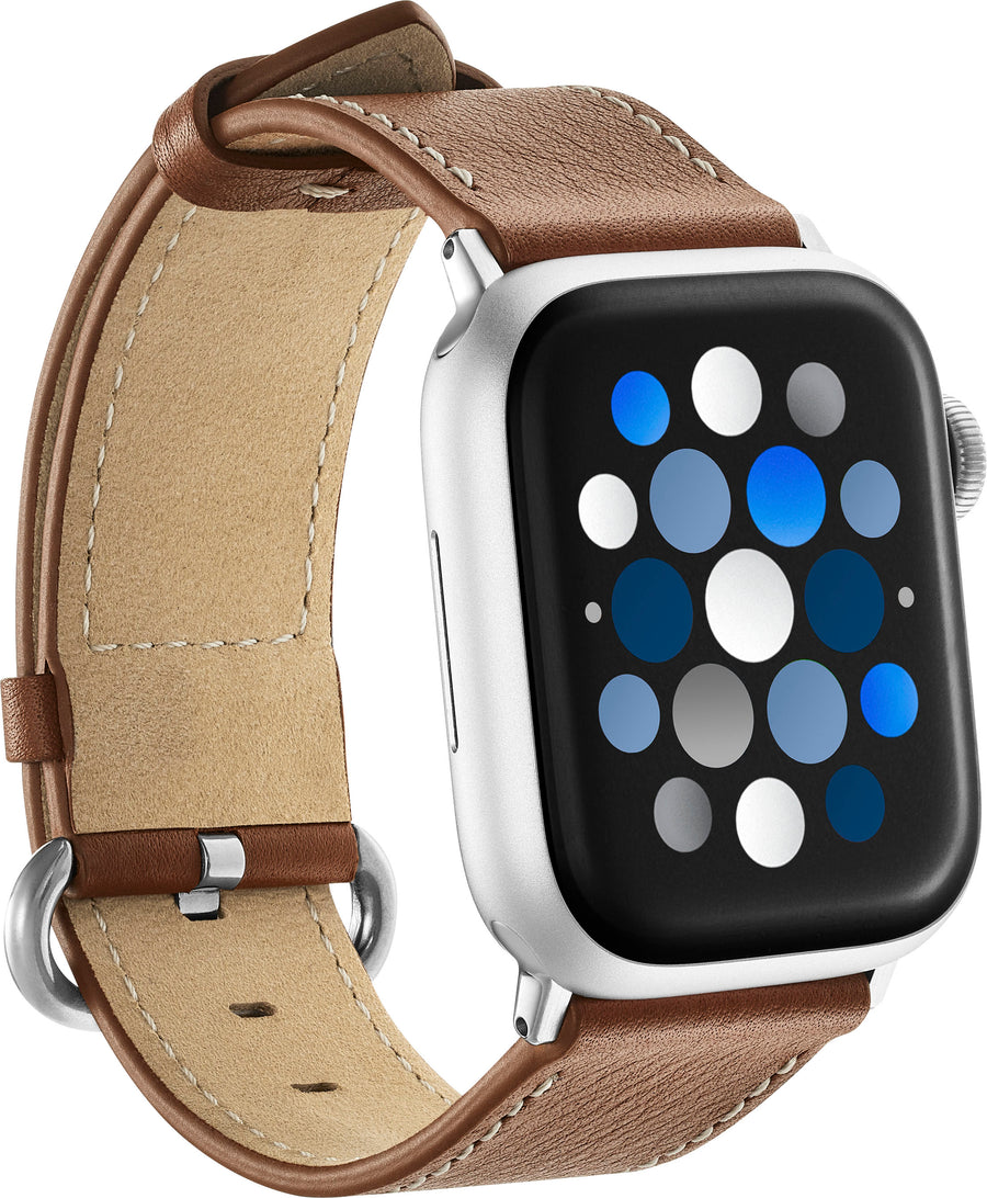Insignia™ - Leather Band for Apple Watch 38mm, 40mm, 41mm and SE - Chestnut_0