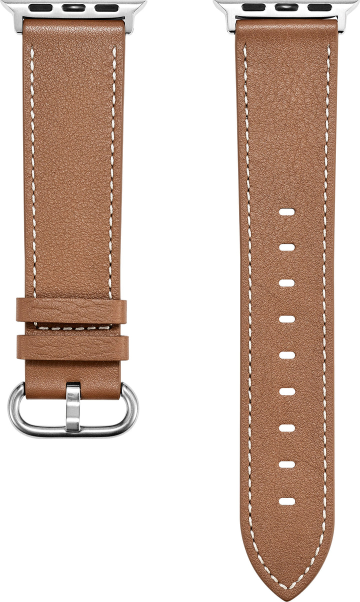 Insignia™ - Leather Band for Apple Watch 38mm, 40mm, 41mm and SE - Chestnut_3