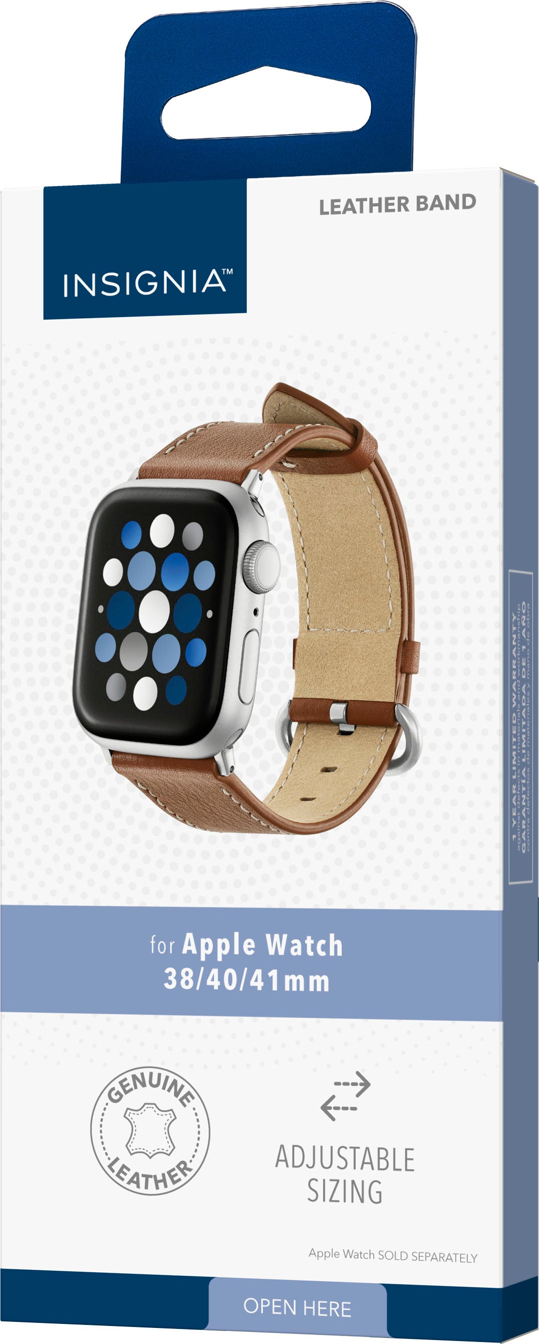 Insignia™ - Leather Band for Apple Watch 38mm, 40mm, 41mm and SE - Chestnut_7