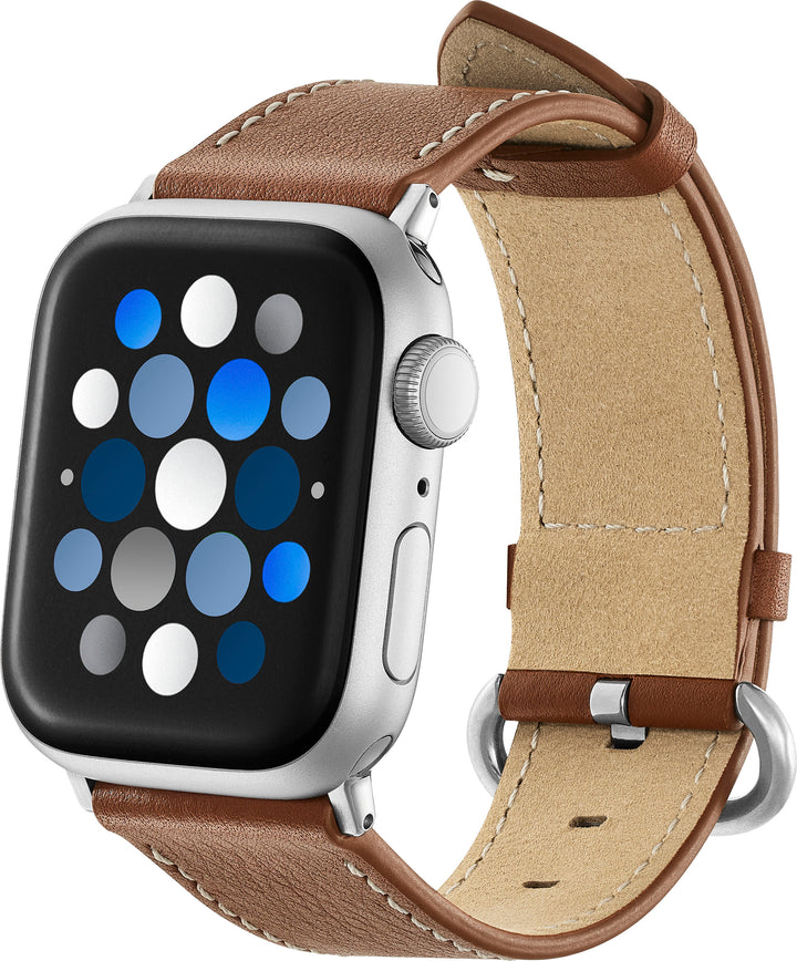 Insignia™ - Leather Band for Apple Watch 38mm, 40mm, 41mm and SE - Chestnut_9