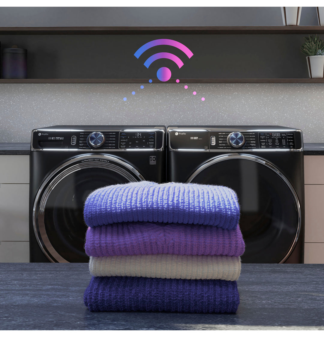 GE Profile - 7.8 Cu. Ft. Stackable Smart Electric Dryer with Steam and Washer Link - Saphire Blue_6