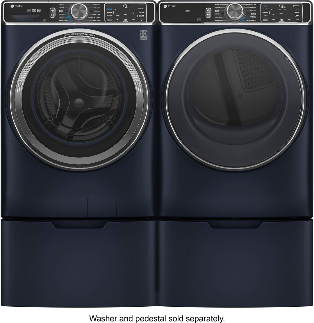 GE Profile - 7.8 Cu. Ft. Stackable Smart Electric Dryer with Steam and Washer Link - Saphire Blue_8