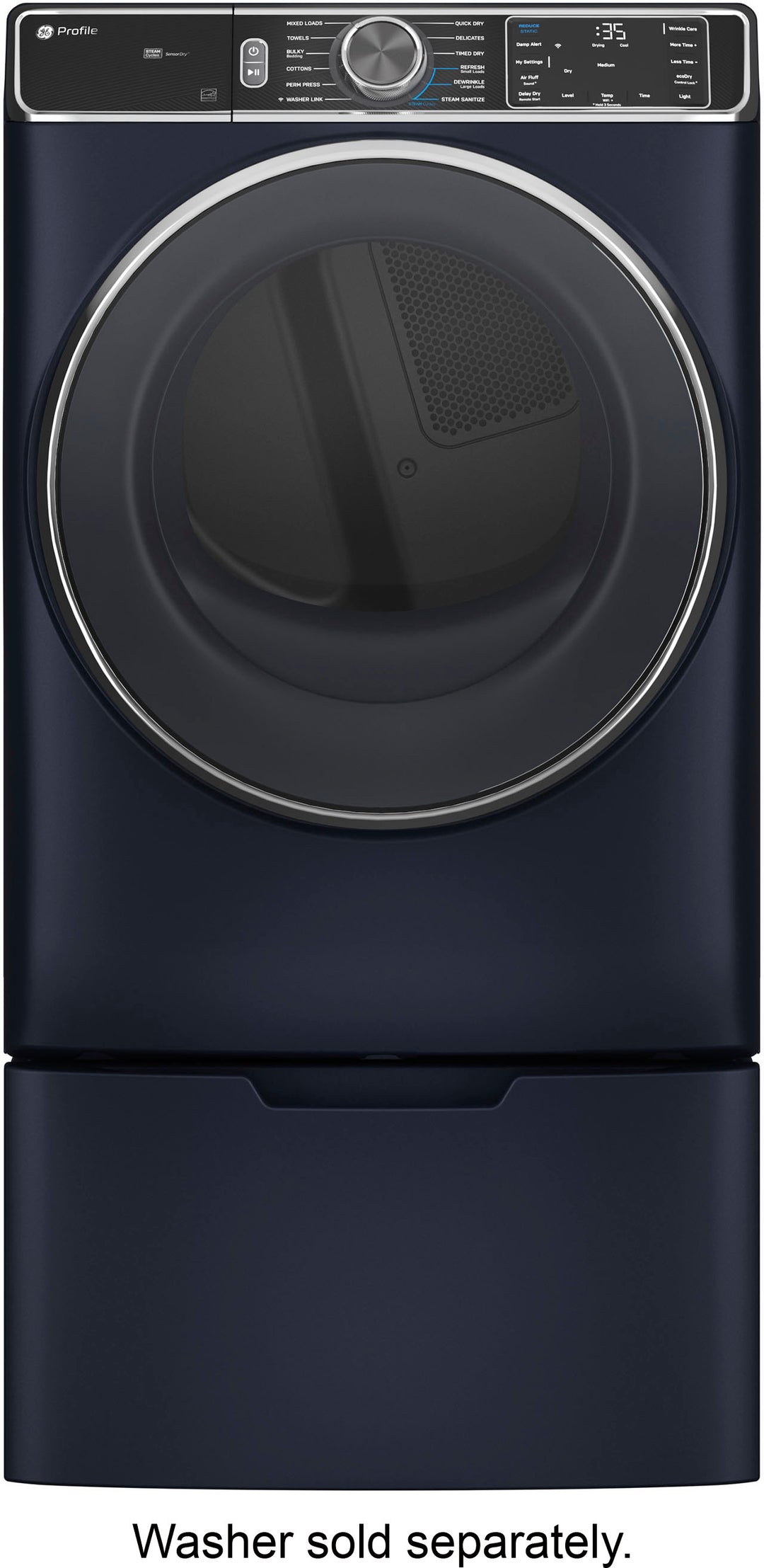 GE Profile - 7.8 Cu. Ft. Stackable Smart Electric Dryer with Steam and Washer Link - Saphire Blue_9
