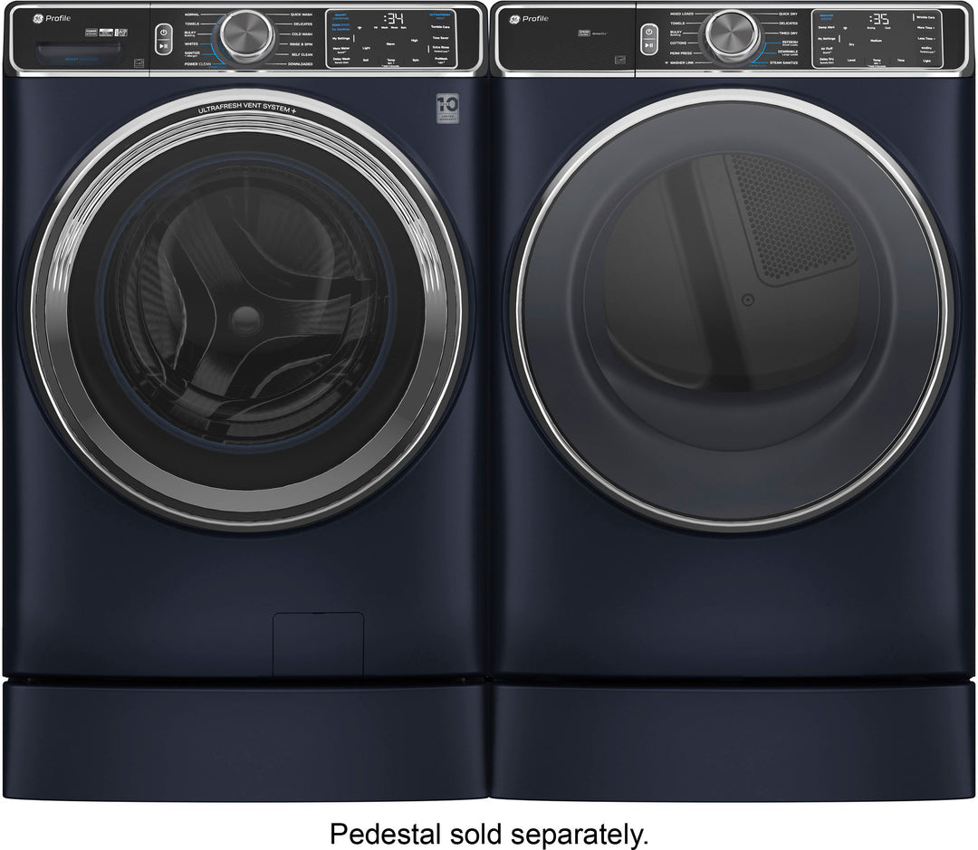 GE Profile - 7.8 Cu. Ft. Stackable Smart Electric Dryer with Steam and Washer Link - Saphire Blue_11