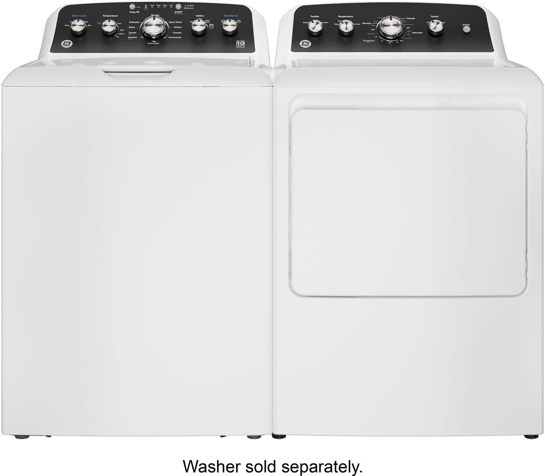 GE - 7.2 Cu. Ft. Gas Dryer with Auto Dry - White with Matte Black_2