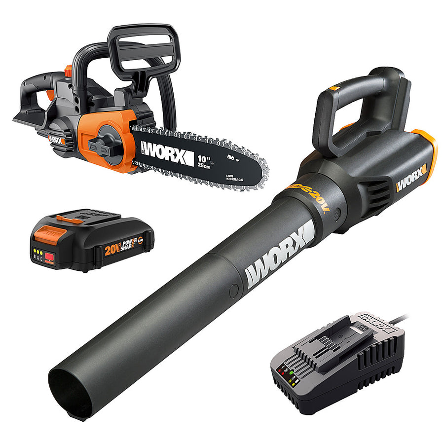 Worx WG915 20V Power Share 10" Chainsaw and Turbine Blower Combo Kit (Battery and Charger Included) - Black_0