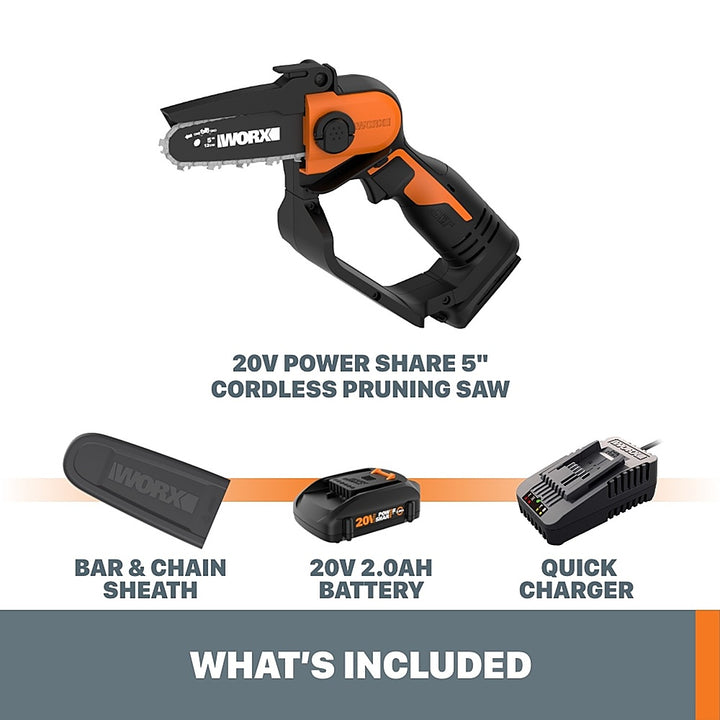Worx WG324 20V Power Share 5" Cordless Pruning Saw (Battery and Charger Included) - Black_2