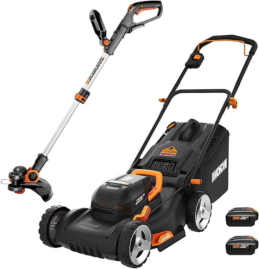 Worx WG911 40V Power Share Lawn Mower and 20V Grass Trimmer Combo Kit (Batteries & Charger Included) - Black_0