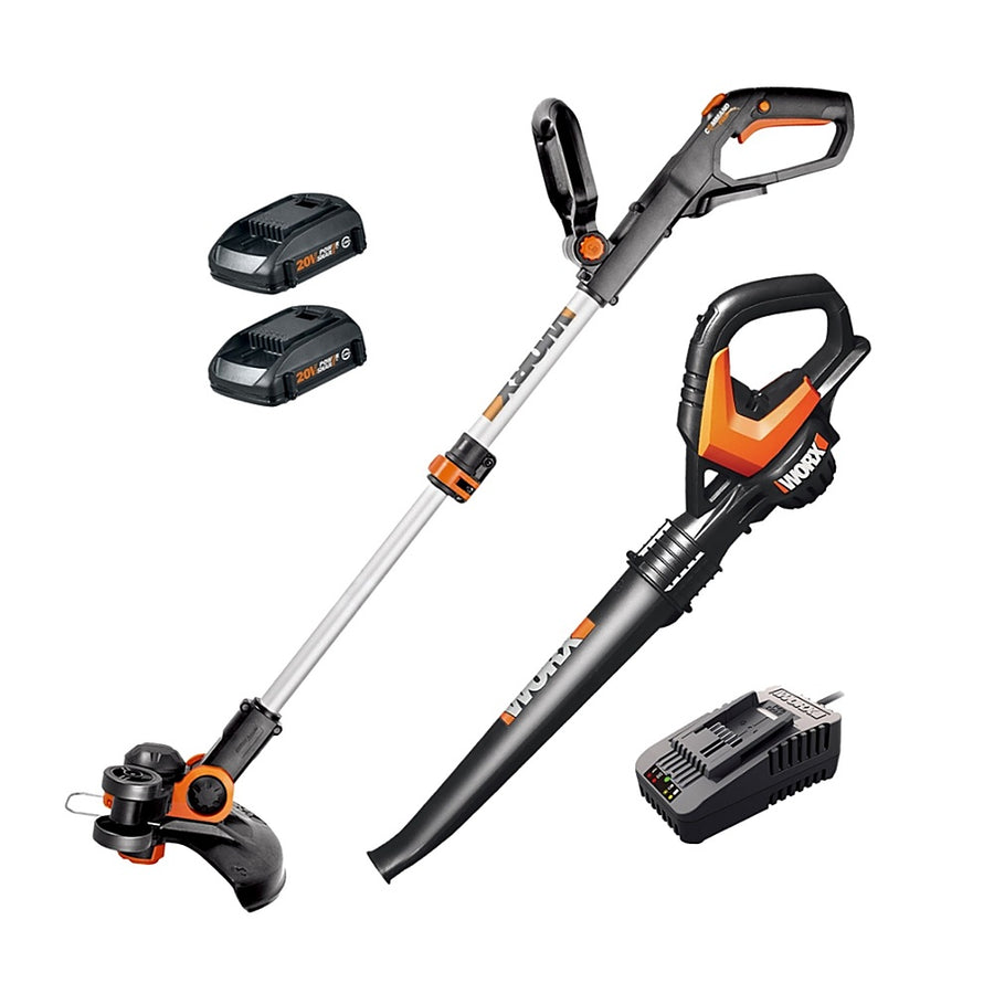 WORX - 20V Cordless String Trimmer and Air Blower Combo Kit (Batteries & Charger Included) - Black_0