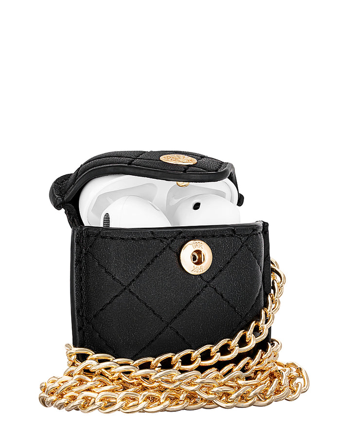 WITHit - Anne Klein - Quilted Crossbody Case for Apple AirPods - Black/Gold_1