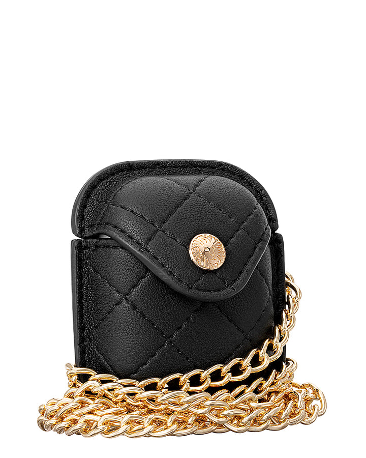 WITHit - Anne Klein - Quilted Crossbody Case for Apple AirPods - Black/Gold_3