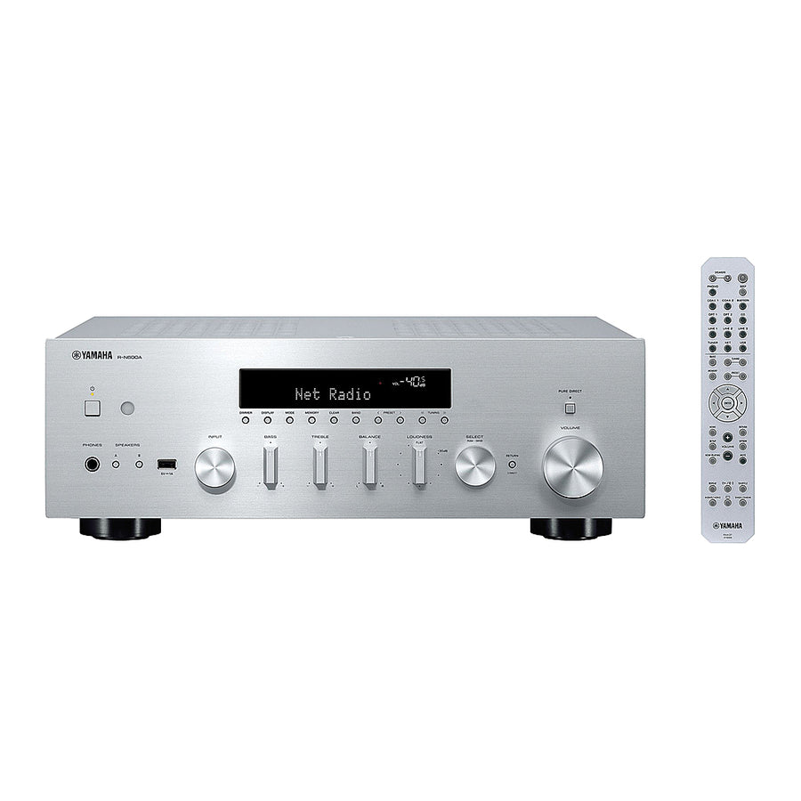 Yamaha - Bluetooth 120-Watt-Continuous-Power 2.0-Channel Network Stereo Receiver with Remote, R-N600A - Silver_0