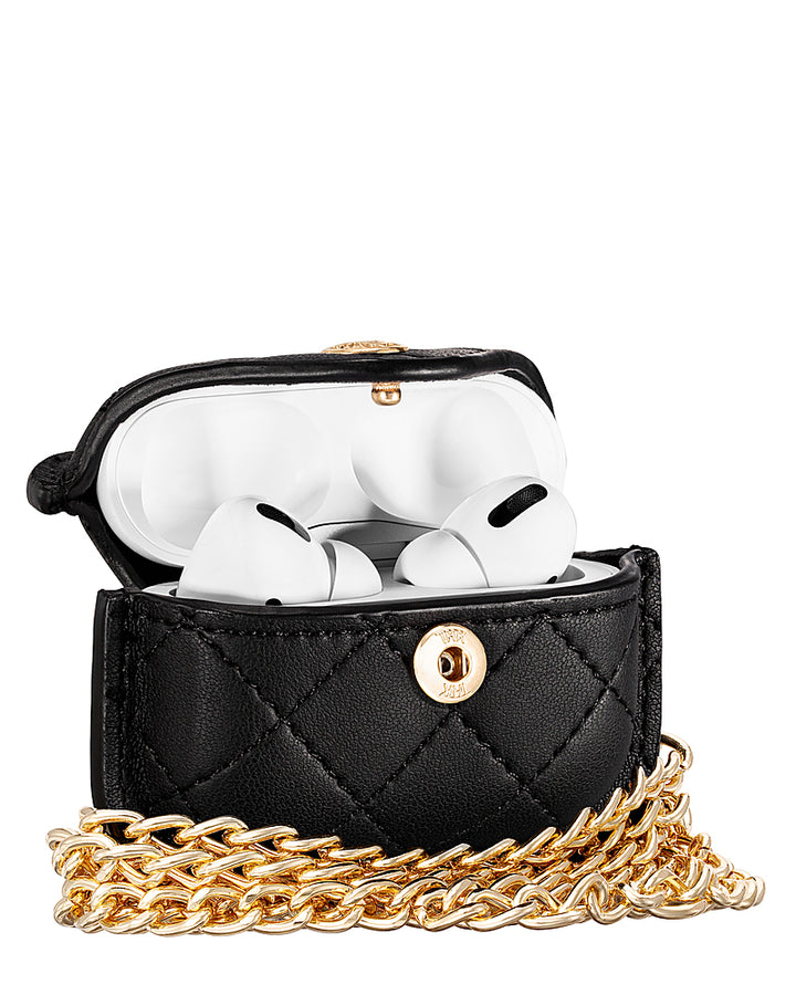 WITHit - Anne Klein - Quilted Crossbody Case for Apple AirPods Pro - Black/Gold_3