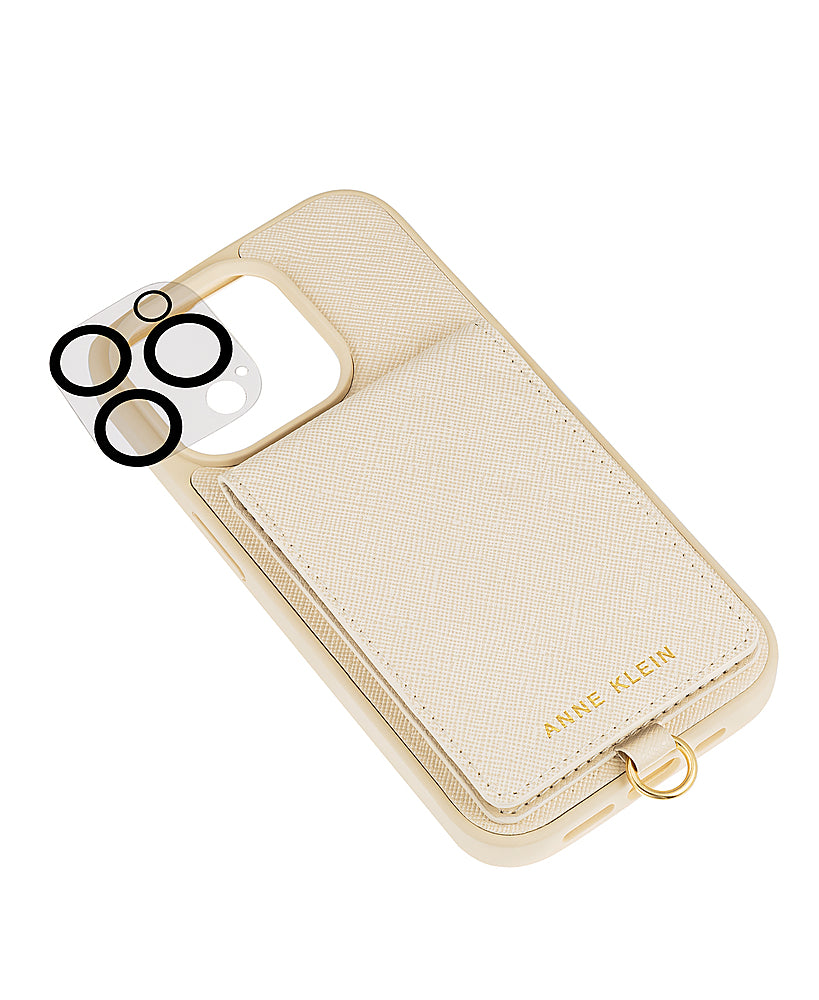 WITHit - Anne Klein - Saffiano Vegan Leather Case for Apple iPhone 14 Pro Max - Ivory/Gold_2