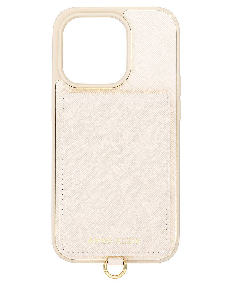 WITHit - Anne Klein - Saffiano Vegan Leather Case for Apple iPhone 14 Pro Max - Ivory/Gold_0