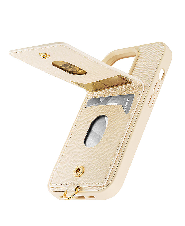 WITHit - Anne Klein - Saffiano Vegan Leather Case for Apple iPhone 14 Pro Max - Ivory/Gold_3