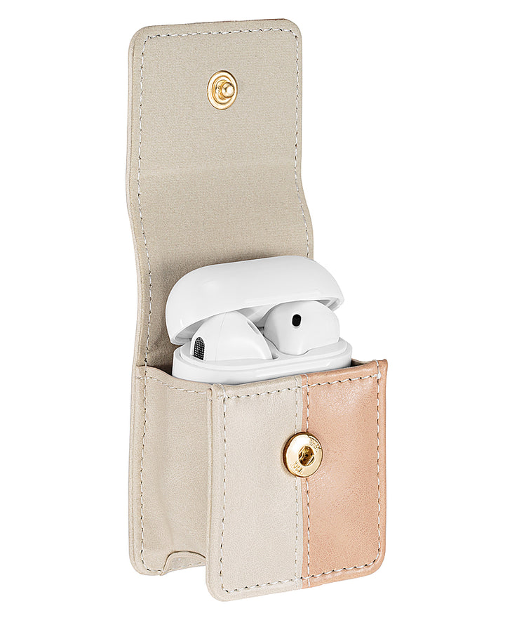 WITHit - Anne Klein - Faux Leather Keychain Case for Apple AirPods - Blush/Cream_3