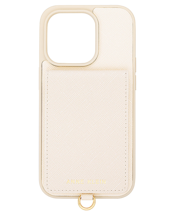 WITHit - Anne Klein - Saffiano Vegan Leather Case for Apple iPhone 14 Pro - Ivory/Gold_0
