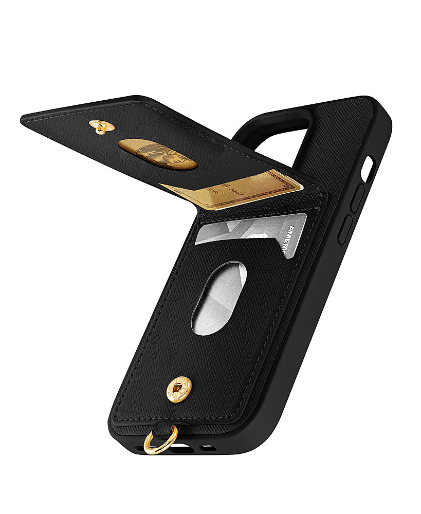 WITHit - Anne Klein - Saffiano Vegan Leather Case for Apple iPhone 14/13 - Black/Gold_3