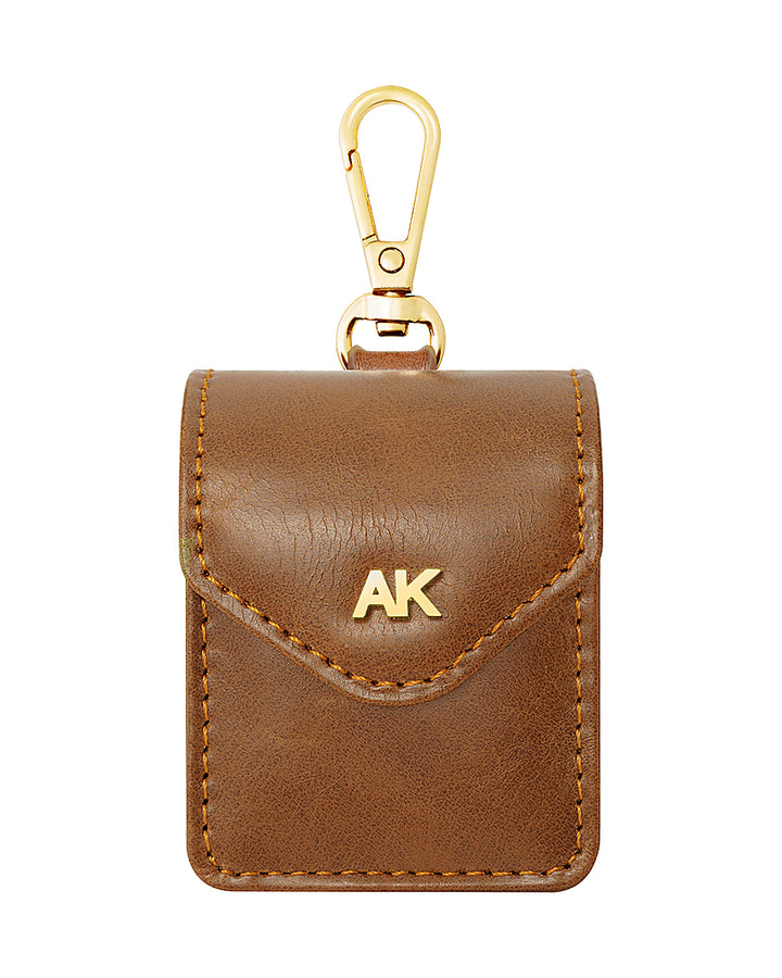 WITHit - Anne Klein - Faux Leather Case with Clip for Apple AirPods - Brown/Gold_0
