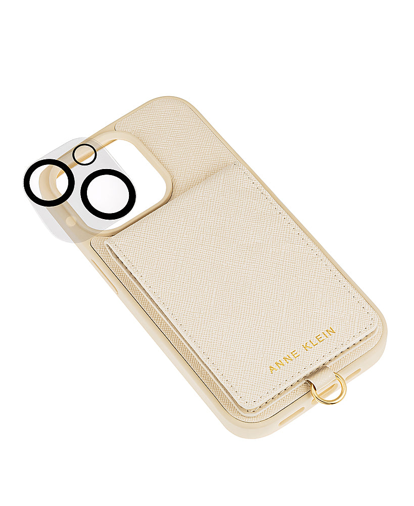 WITHit - Anne Klein - Saffiano Vegan Leather Case for Apple iPhone 14/13 - Ivory/Gold_2