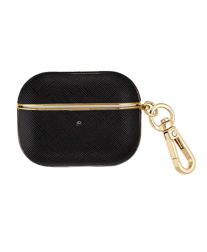 WITHit - Anne Klein - Saffiano Vegan Leather Case for Apple AirPods Pro and Pro2 - Black/Gold_0
