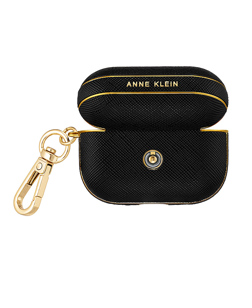 WITHit - Anne Klein - Saffiano Vegan Leather Case for Apple AirPods Pro and Pro2 - Black/Gold_1