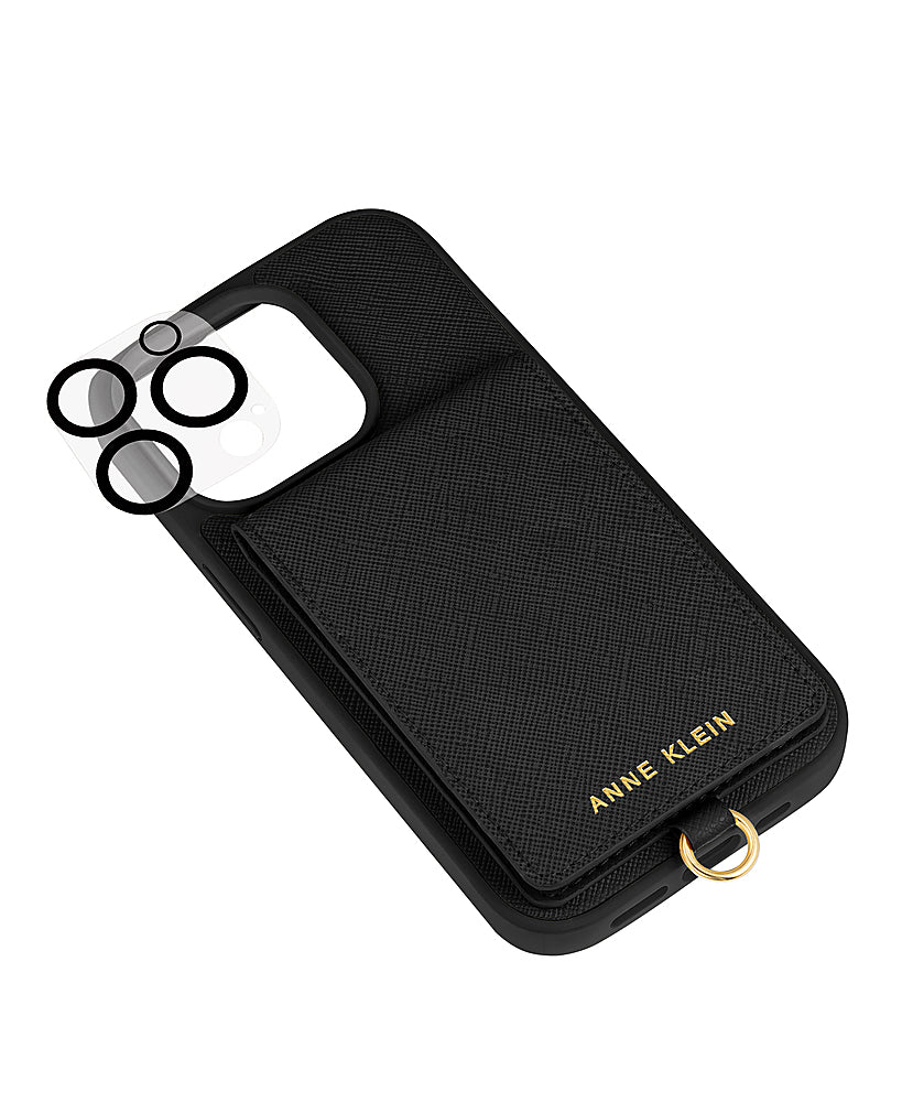 WITHit - Anne Klein - Saffiano Vegan Leather Case for Apple iPhone 14 Pro Max - Black/Gold_2