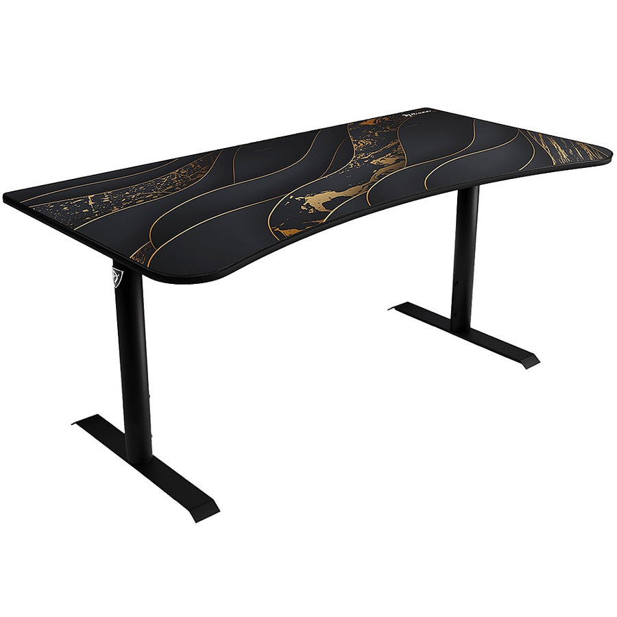 Arozzi - Arena Ultrawide Curved Gaming Desk - Black Gold_0